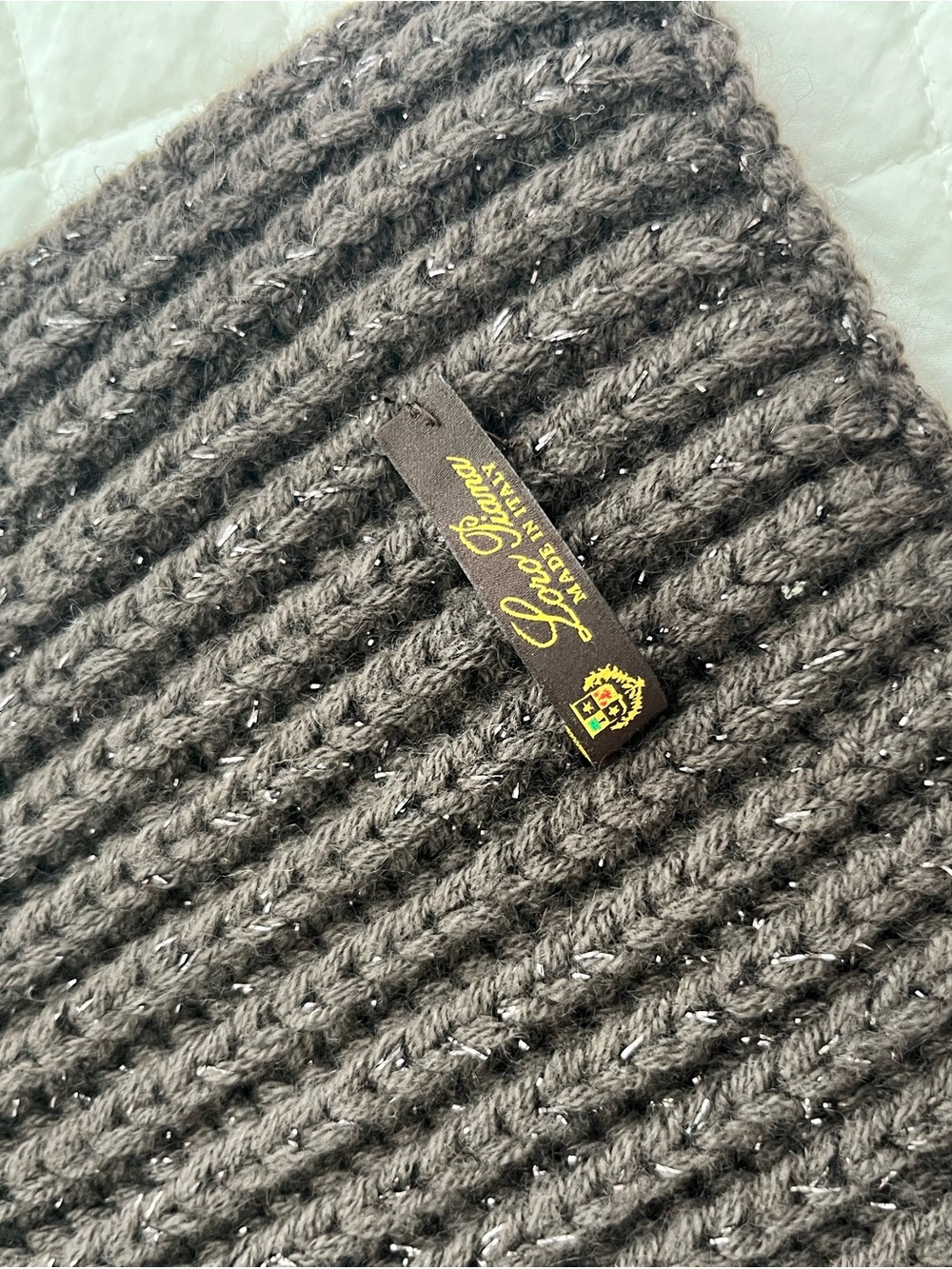Loro Piana π― cashmere Knit Scarf Brown / Taupe-y sparkle - Picture 6 of 6